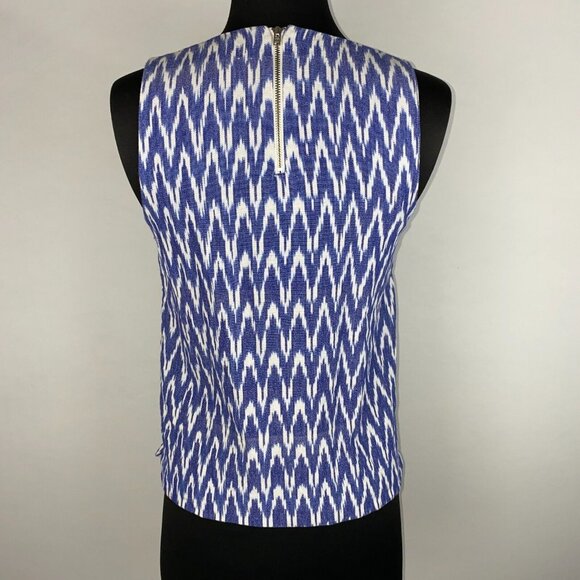 J. Crew Notched Shell Tank Top In Zig Zag Ikat Womens 00 Boho Coastal Grandma - Picture 8 of 16